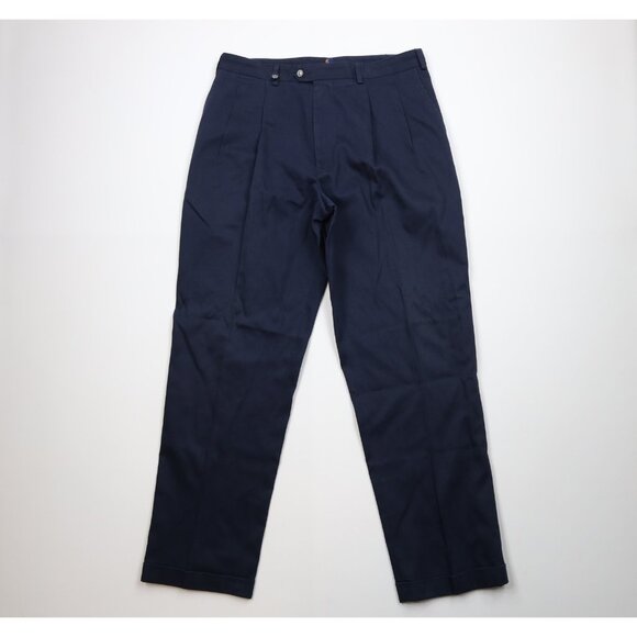 Vintage 90s Y2K Callaway Golf Mens 38x34 Faded Pleated Wide Leg Chino Pants Blue - Picture 1 of 14